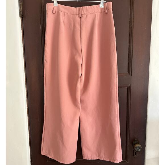 AVEC LES FILLES | Pastel Pink Wide Leg Ankle Length Trousers Work Pants | Size 6 - Picture 4 of 6